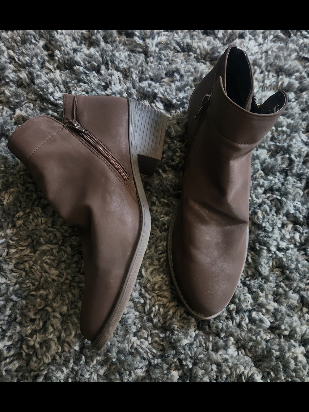 City Streets Brown Side-Zip Ankle Booties